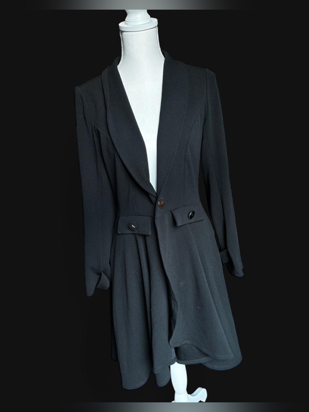 Black Women's Long Tailored Blazer Coat goth